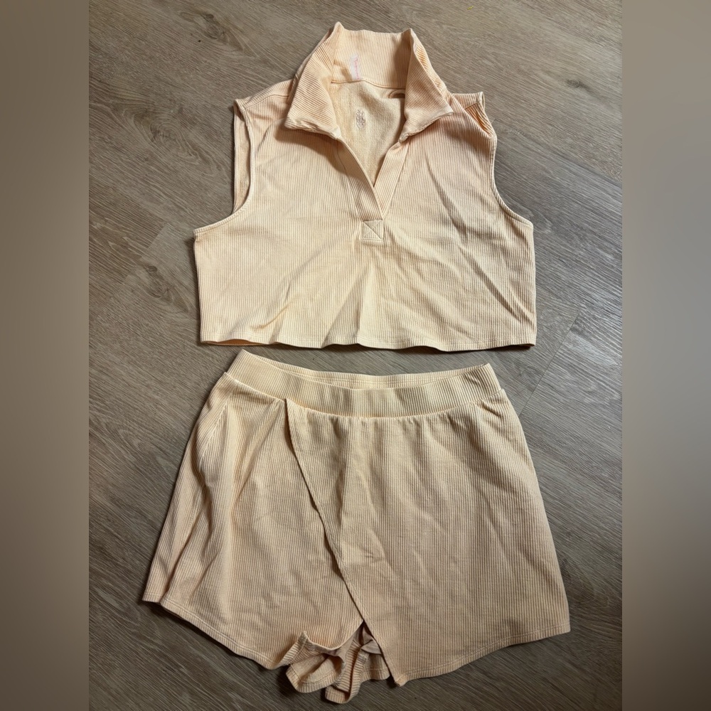 FP Movement Women's Orange Creamsicle Ribbed Wrap Skort Set Free People